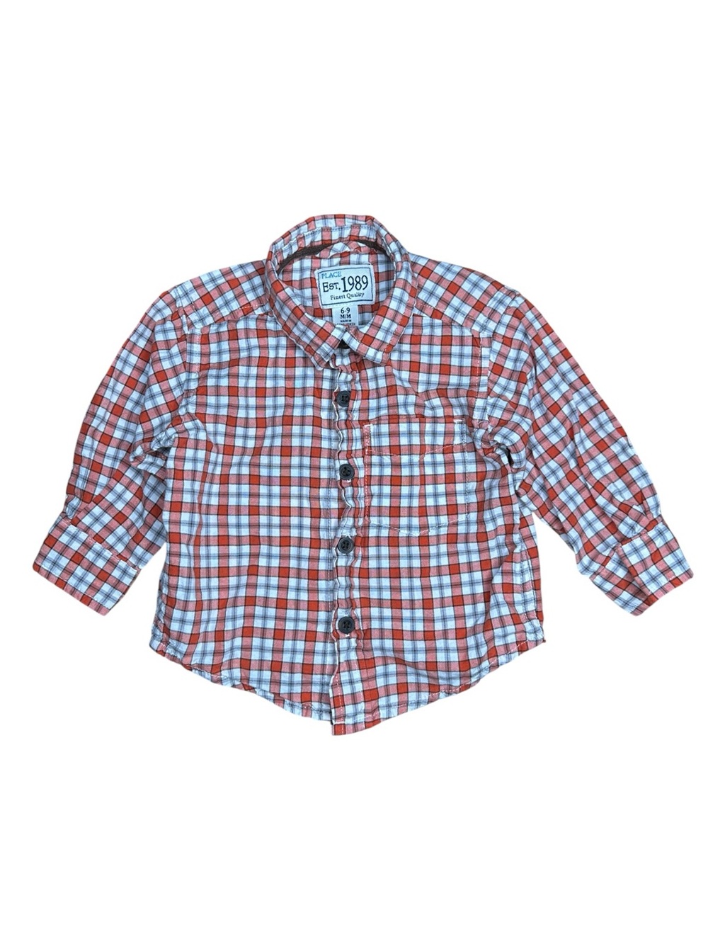 Place Red & White Plaid Button-Down Shirt - Kids